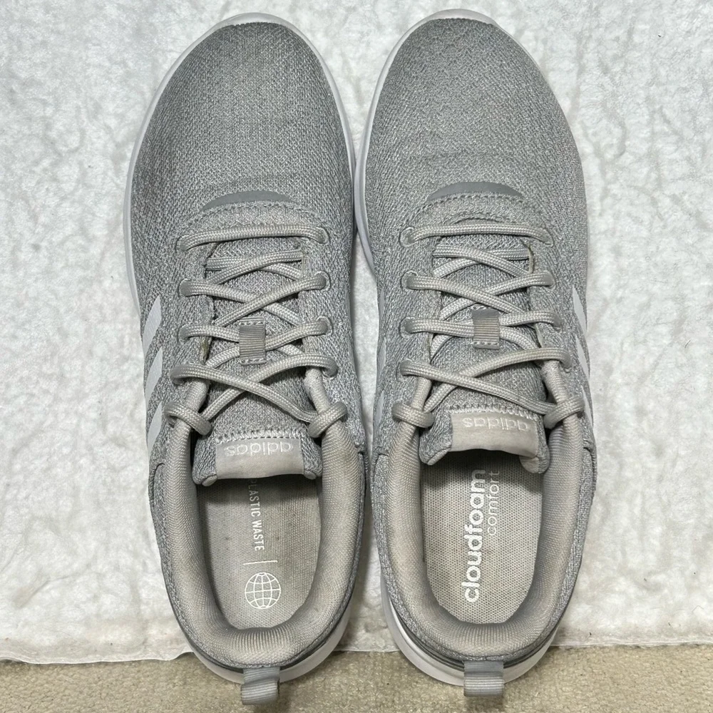 Adidas Womens Gry QT Racer 2.0 Cloudfoam Running Athletic Sneakers Shoes SZ US 9